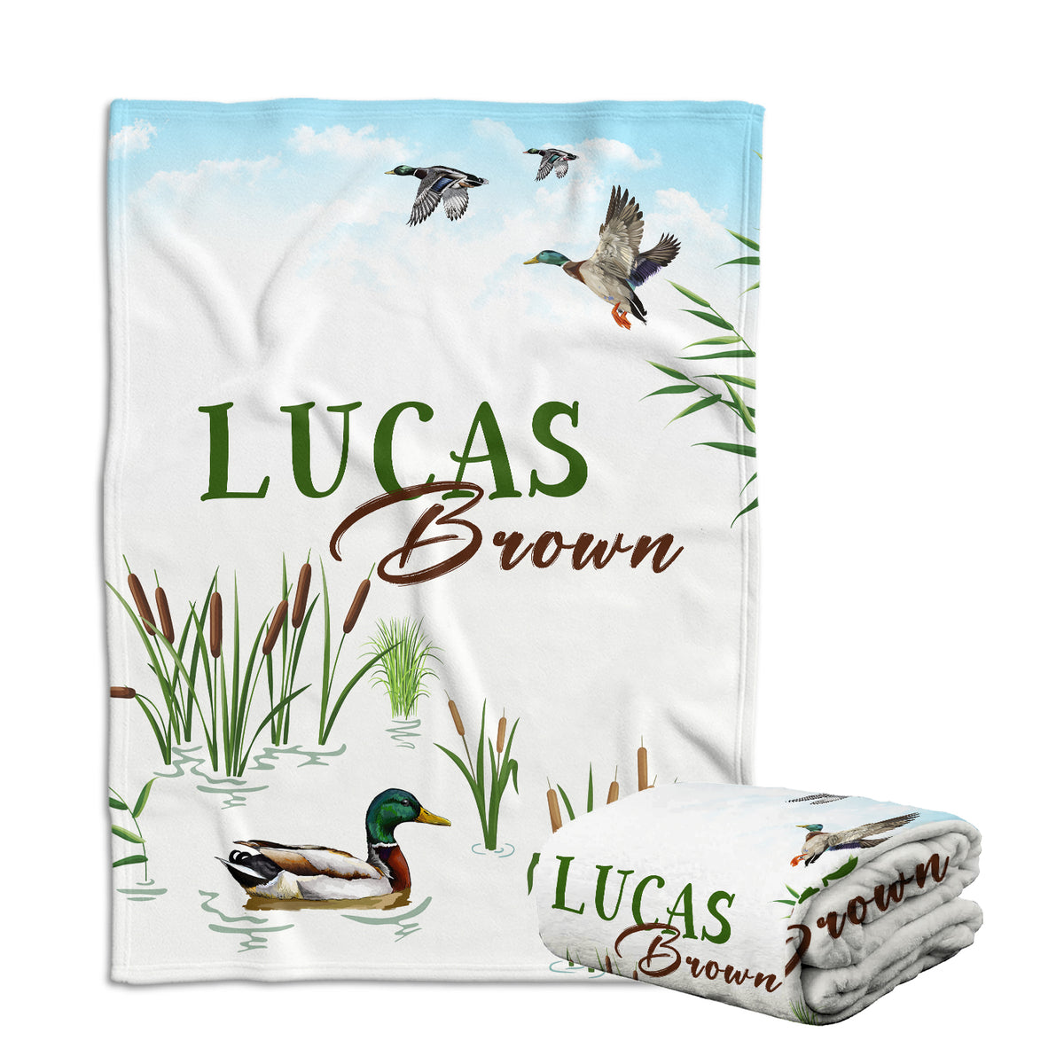 Personalized Baby Blanket for Baby - Custom Duck Hunting Swaddle for Newborn Son or Daughter - Plush Baby Blankets with Name