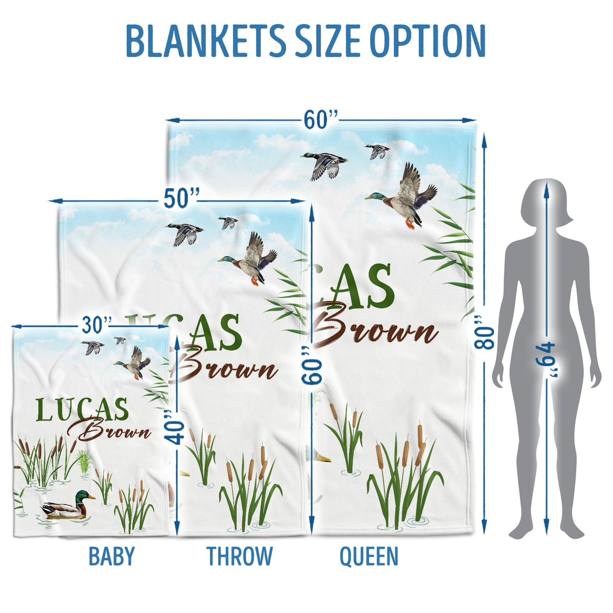 Personalized Baby Blanket for Baby - Custom Duck Hunting Swaddle for Newborn Son or Daughter - Plush Baby Blankets with Name