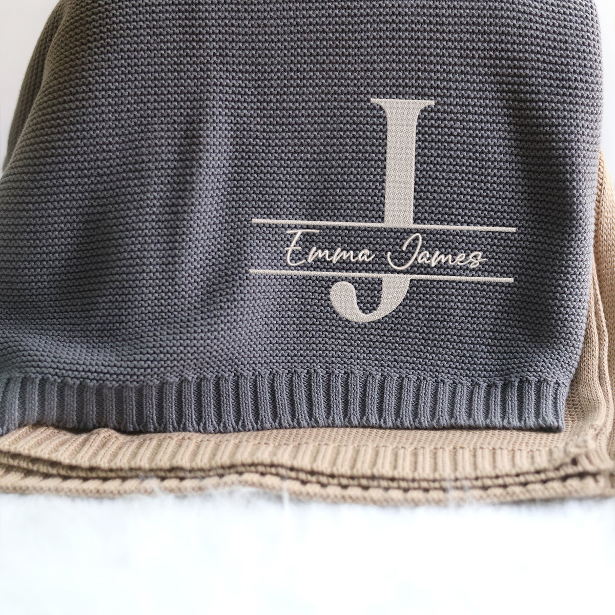 Personalized Baby Blanket for Boys Girls, Embroidery Blanket, Cotton Knit Blanket For Son Daughter