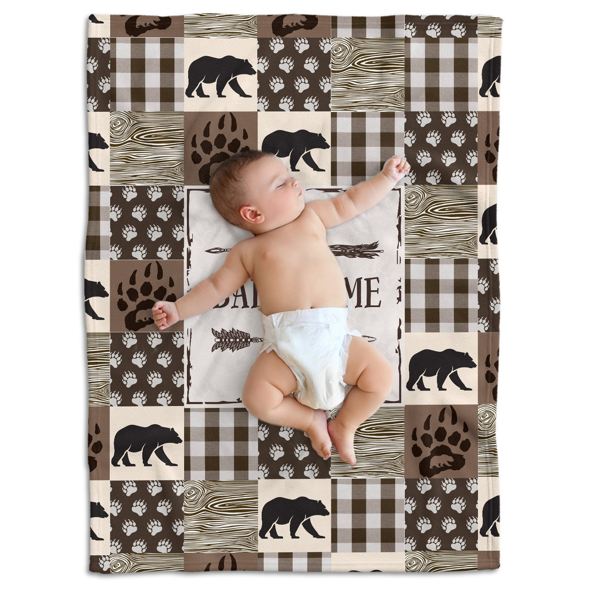 Personalized Baby Blankets, Baby Bear Blanket Custom Name, Swaddle Blanket, 3 Sizes Plush Blankets for Son Newborn Infant