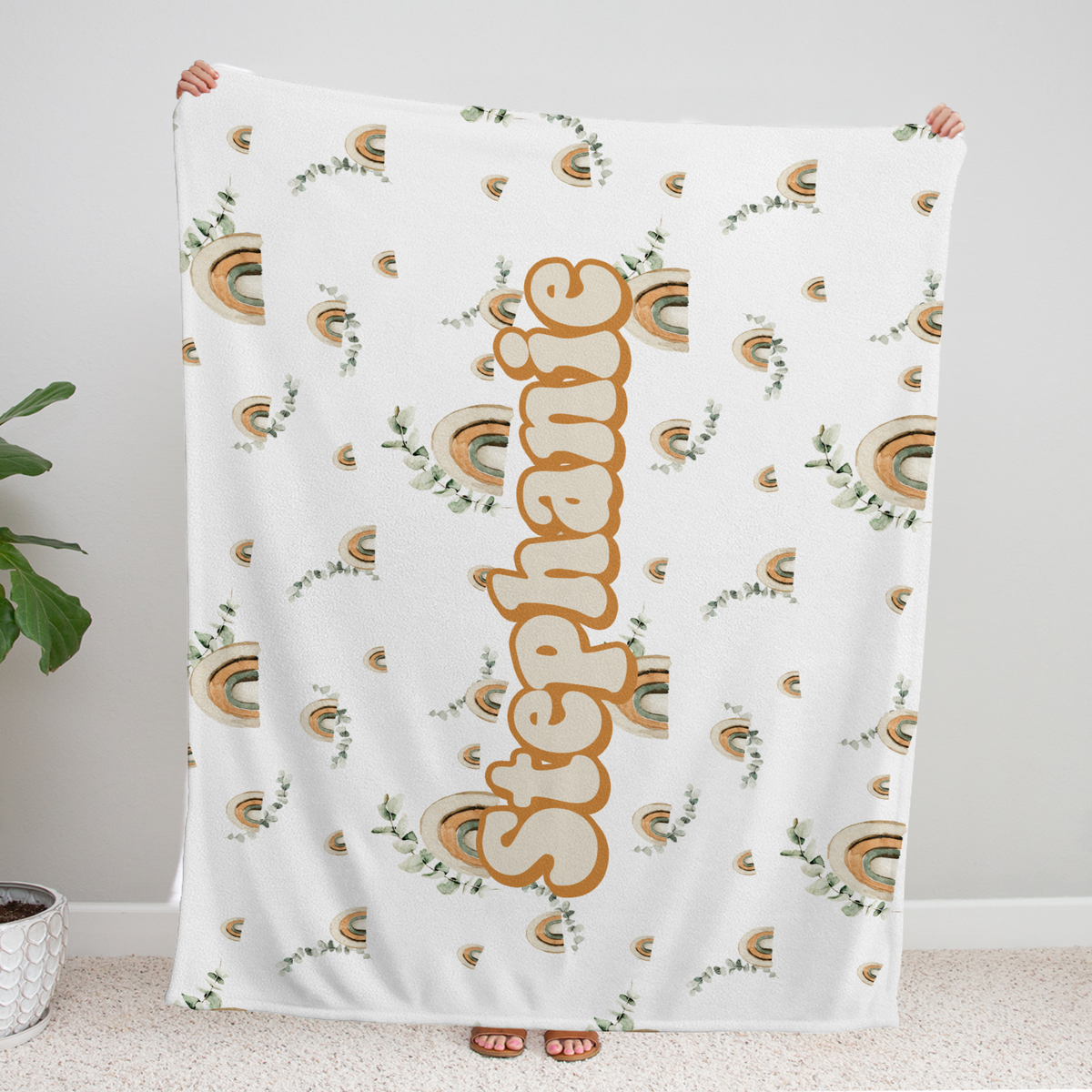 Personalized Baby Blankets, Baby Girl Swaddle Blanket, Custom Baby Rainbow Blanket Vintage, Plush Blankets for Newborn Infant Daughter Granddaughter Toddlers Kids
