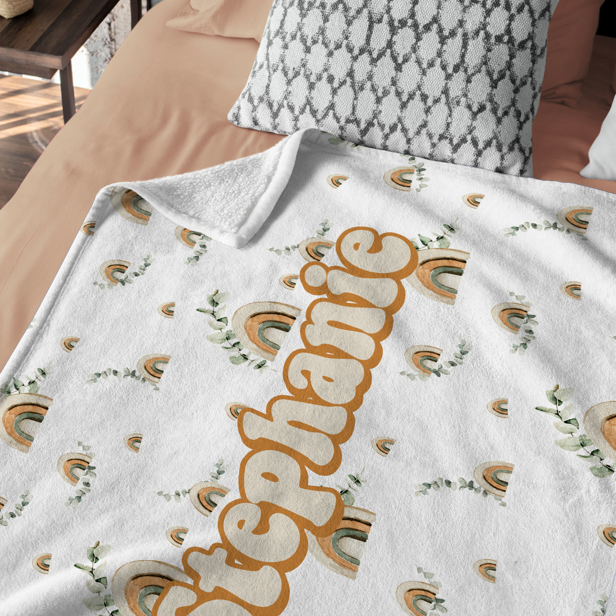 Personalized Baby Blankets, Baby Girl Swaddle Blanket, Custom Baby Rainbow Blanket Vintage, Plush Blankets for Newborn Infant Daughter Granddaughter Toddlers Kids