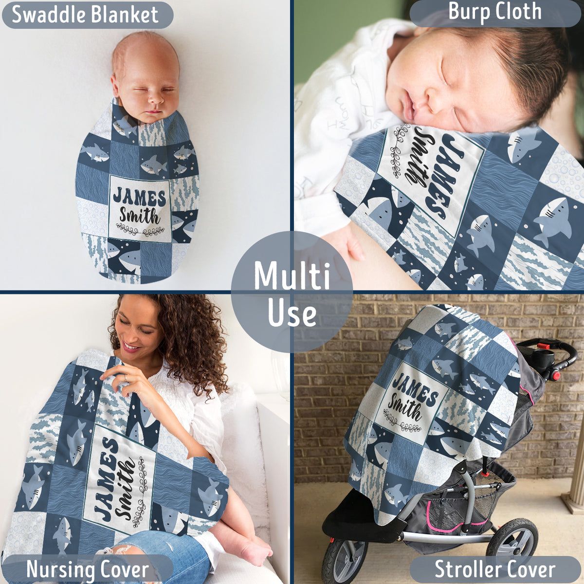 Personalized Baby Blankets, Baby Swaddle Blanket, 3 Sizes Plush Blankets for Baby Boy Son Newborn Infant Toddlers Kids