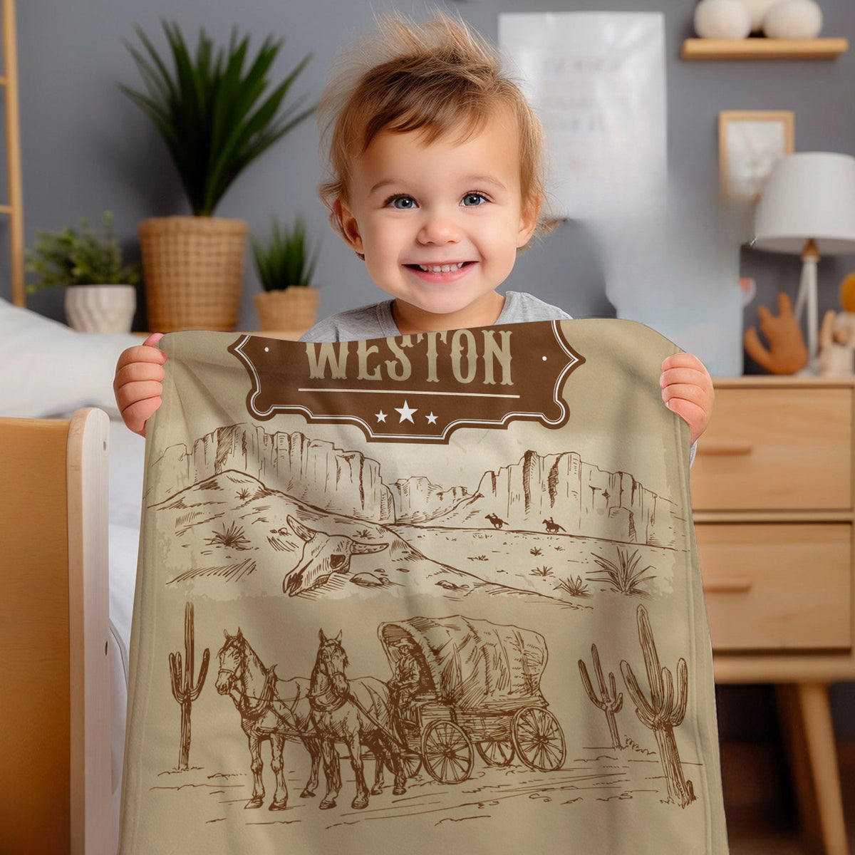 Personalized Baby Blankets, Cowboy Baby Stuff, Western Blanket For Baby Girls, Crib Stroller Blankets for Toddlers Newborn