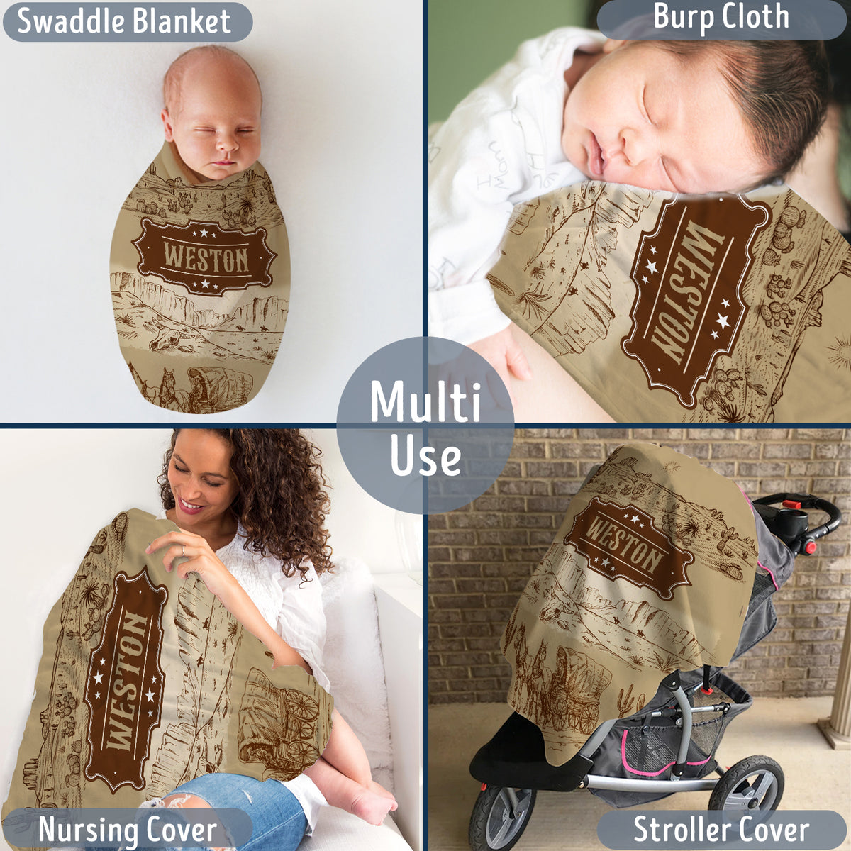 Personalized Baby Blankets, Cowboy Baby Stuff, Western Blanket For Baby Girls, Crib Stroller Blankets for Toddlers Newborn