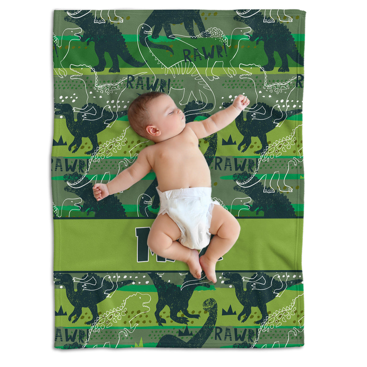 Personalized Baby Blankets, Custom Baby Dinosaur Blanket for Baby Boy Girl, 3 Sizes Plush Blankets for Infant Newborn Kid Son Daughter