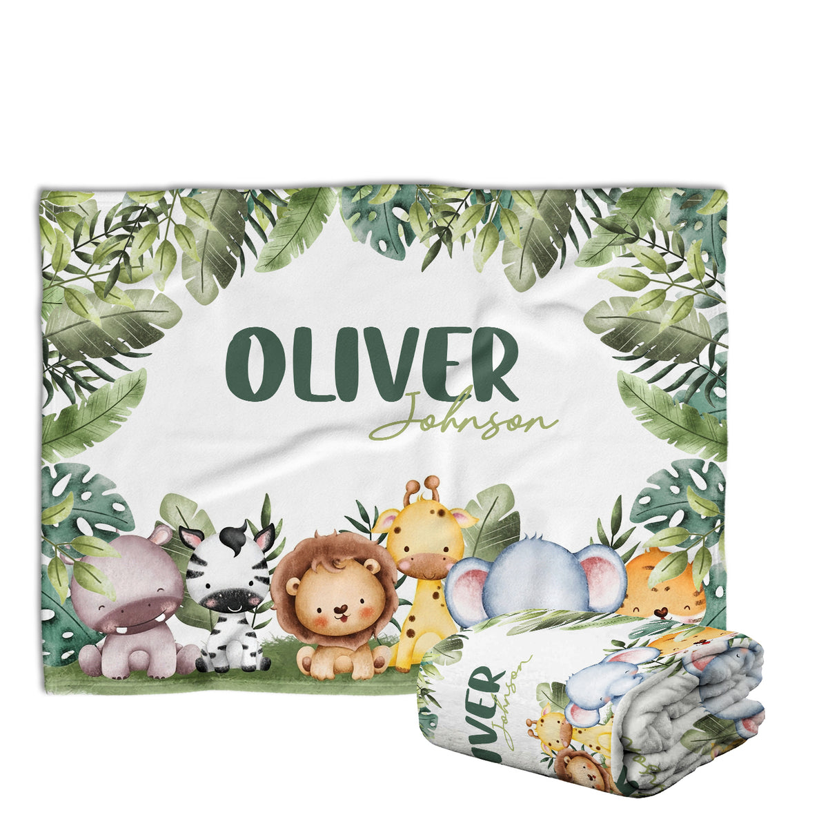 Personalized Baby Blankets, Custom Baby Woodland Blanket Name, Woodland Animals Swaddle Blanket, Plush Blankets for Son Daughter Newborn