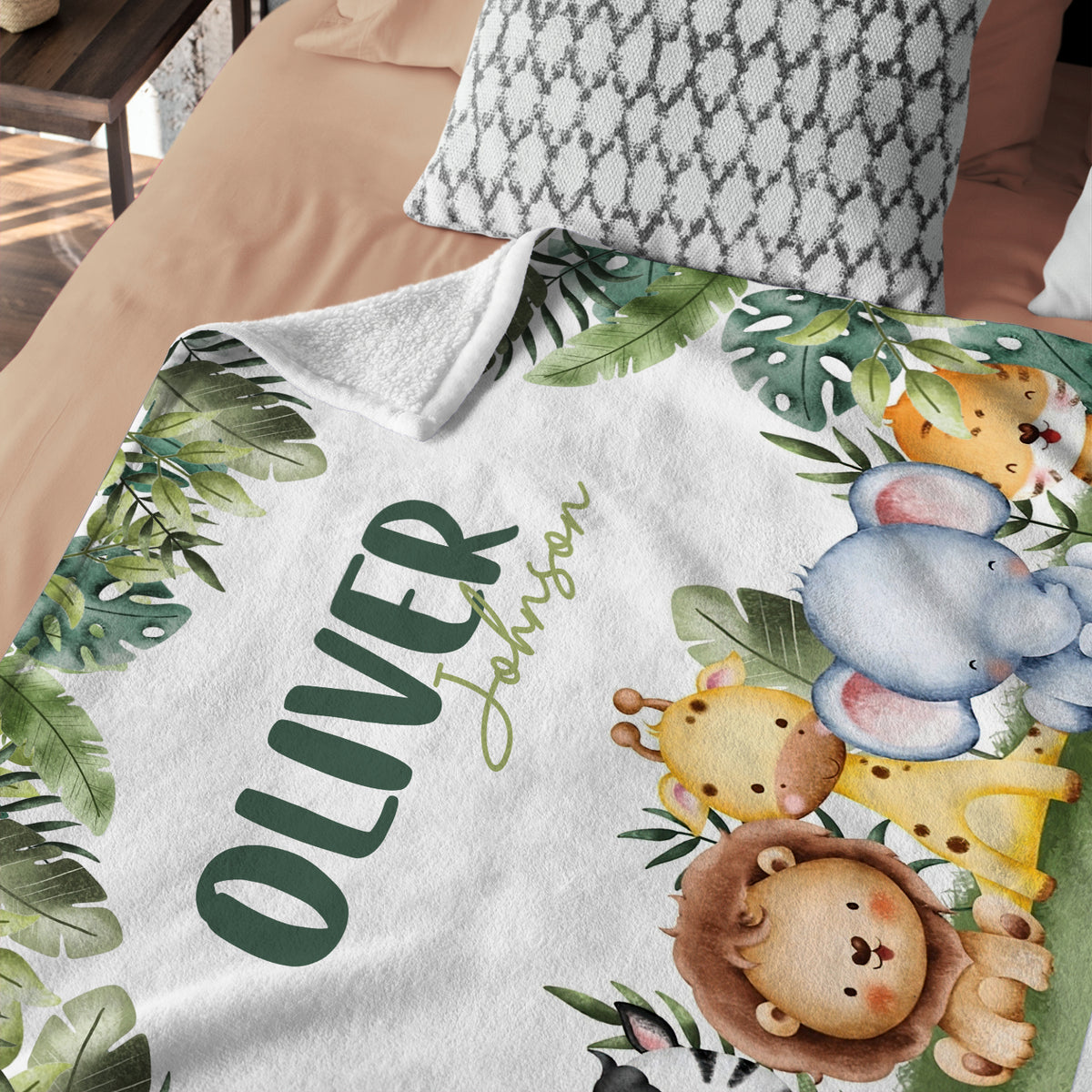 Personalized Baby Blankets, Custom Baby Woodland Blanket Name, Woodland Animals Swaddle Blanket, Plush Blankets for Son Daughter Newborn
