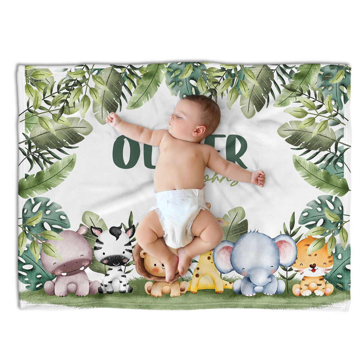 Personalized Baby Blankets, Custom Baby Woodland Blanket Name, Woodland Animals Swaddle Blanket, Plush Blankets for Son Daughter Newborn