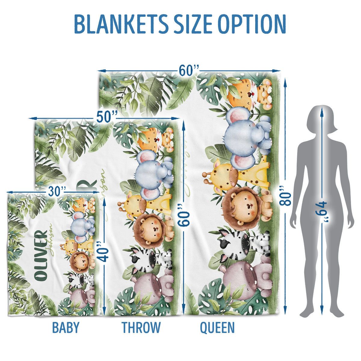 Personalized Baby Blankets, Custom Baby Woodland Blanket Name, Woodland Animals Swaddle Blanket, Plush Blankets for Son Daughter Newborn