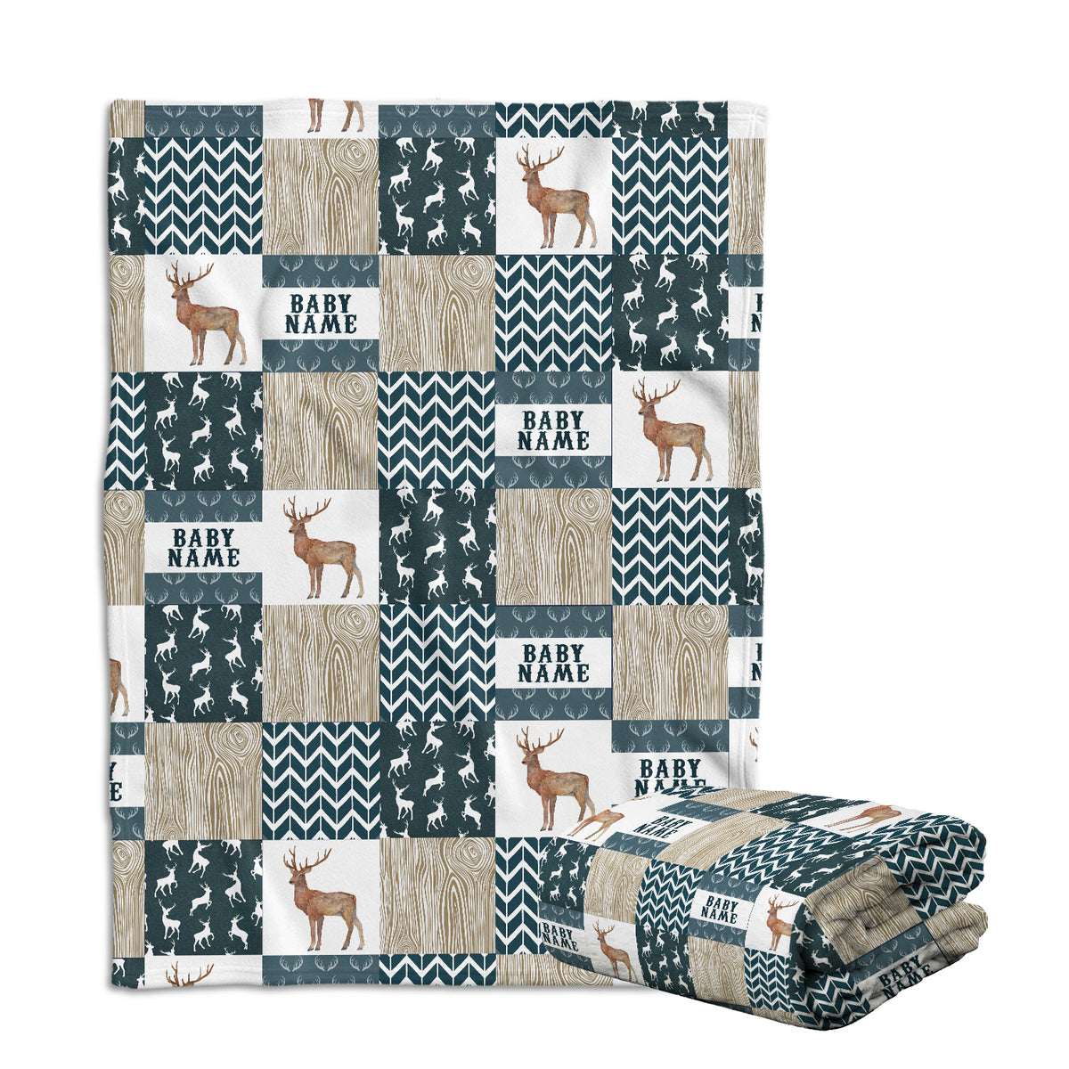 Personalized Baby Blankets, Deer Baby Blanket Name, Custom Baby Blankets Name Swaddle Blanket, 3 Sizes Plush Blankets for Baby Boy Son Newborn Infant Daughter