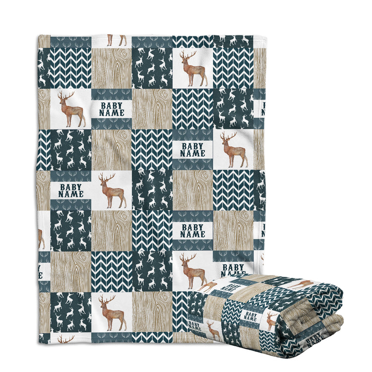 Personalized Baby Blankets, Deer Baby Blanket Name, Custom Baby Blankets Name Swaddle Blanket, 3 Sizes Plush Blankets for Baby Boy Son Newborn Infant Daughter