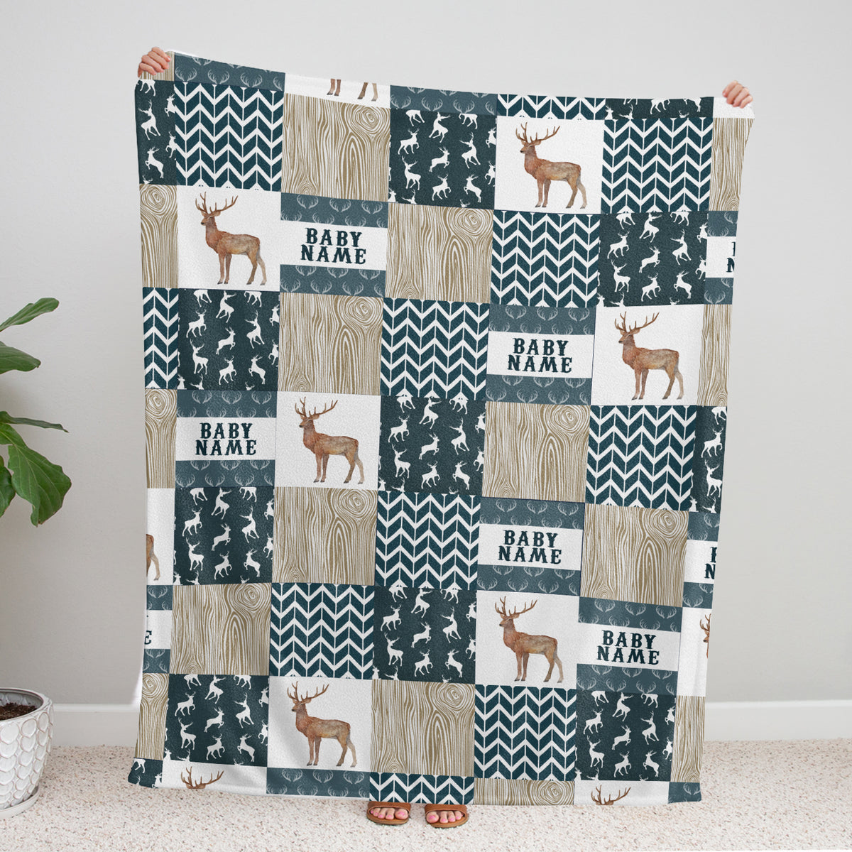 Personalized Baby Blankets, Deer Baby Blanket Name, Custom Baby Blankets Name Swaddle Blanket, 3 Sizes Plush Blankets for Baby Boy Son Newborn Infant Daughter