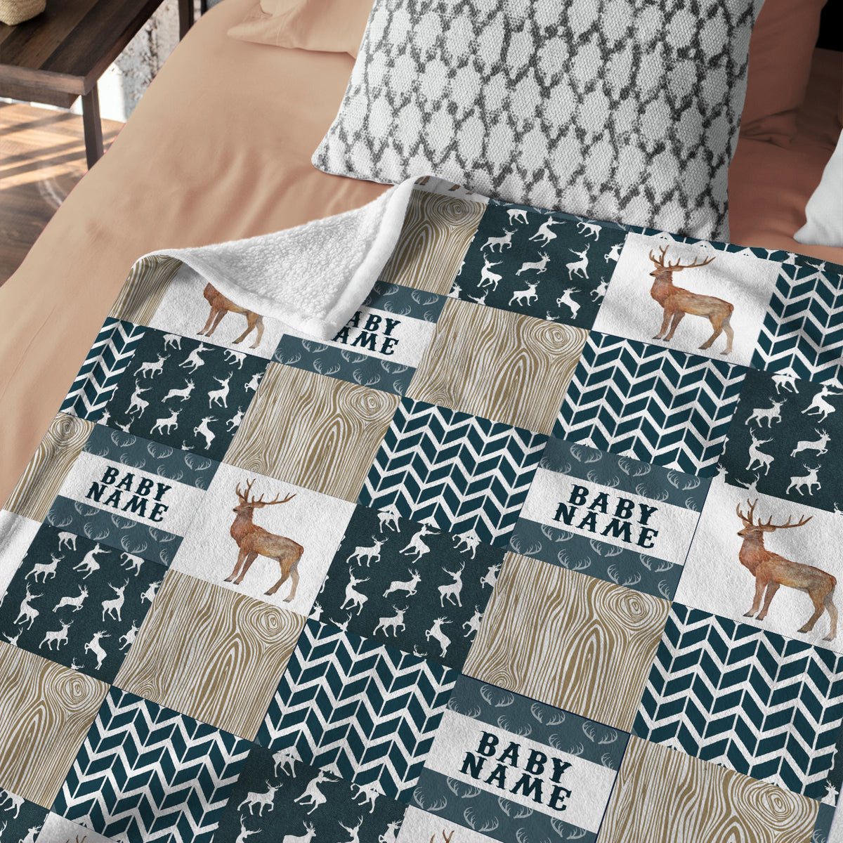 Personalized Baby Blankets, Deer Baby Blanket Name, Custom Baby Blankets Name Swaddle Blanket, 3 Sizes Plush Blankets for Baby Boy Son Newborn Infant Daughter
