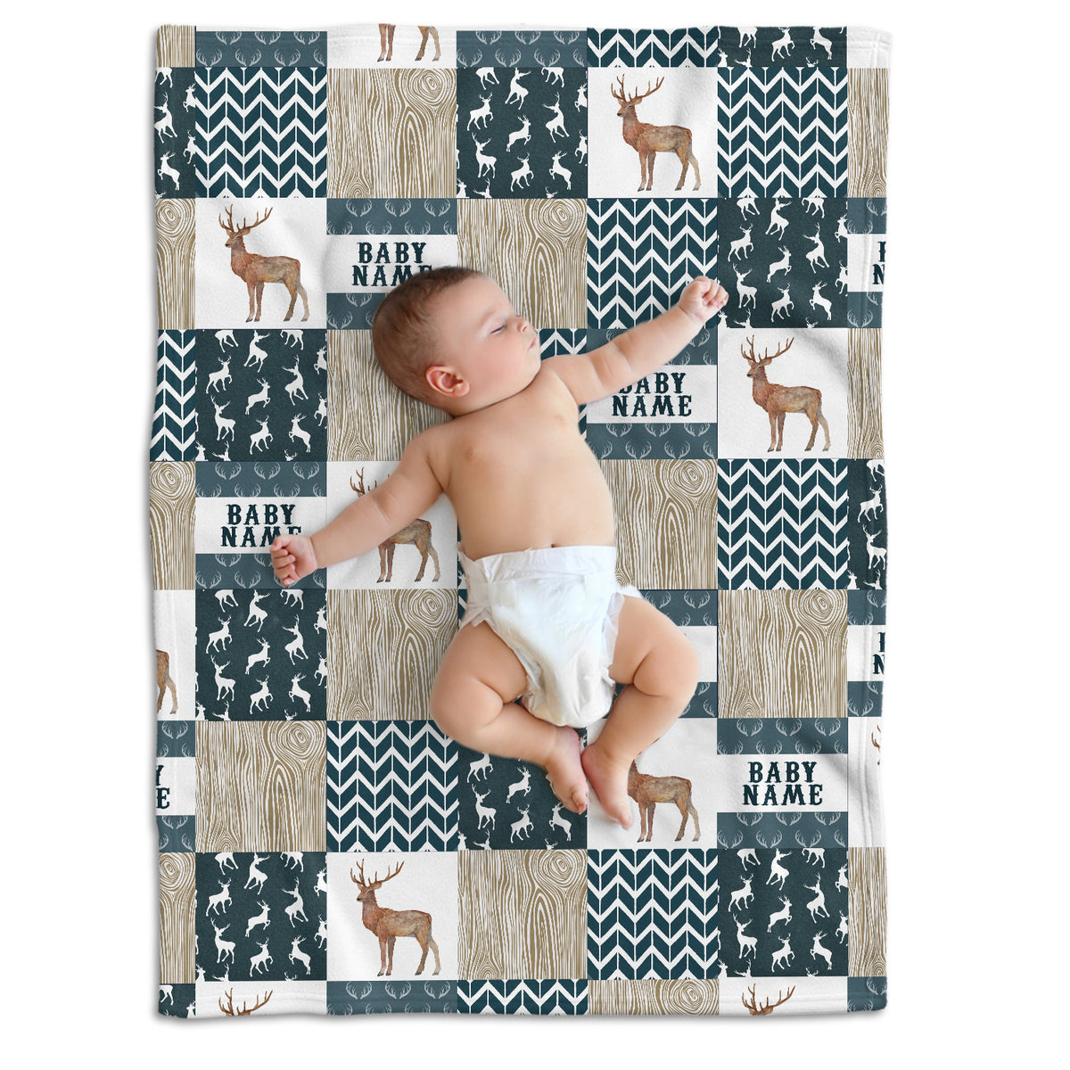 Personalized Baby Blankets, Deer Baby Blanket Name, Custom Baby Blankets Name Swaddle Blanket, 3 Sizes Plush Blankets for Baby Boy Son Newborn Infant Daughter