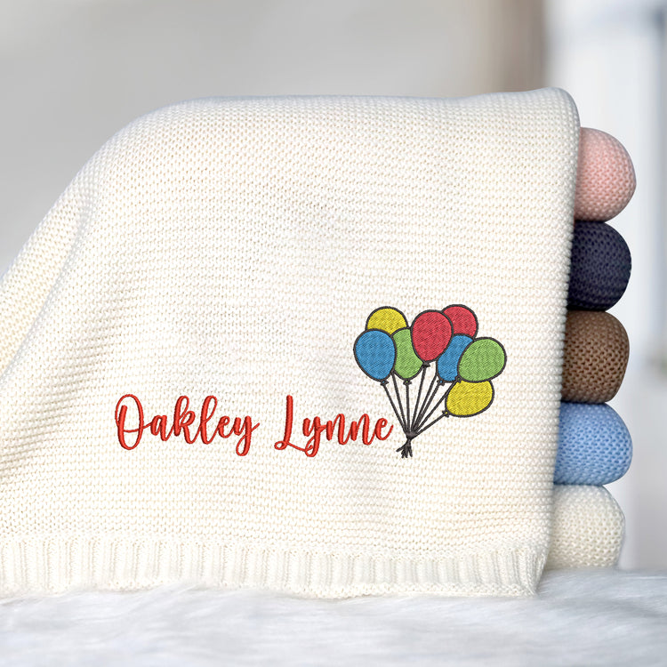 Personalized Baby Blankets Embroidered Name, Baby Blankets for Boys Girls, Cotton Knit Embroidery Blanket