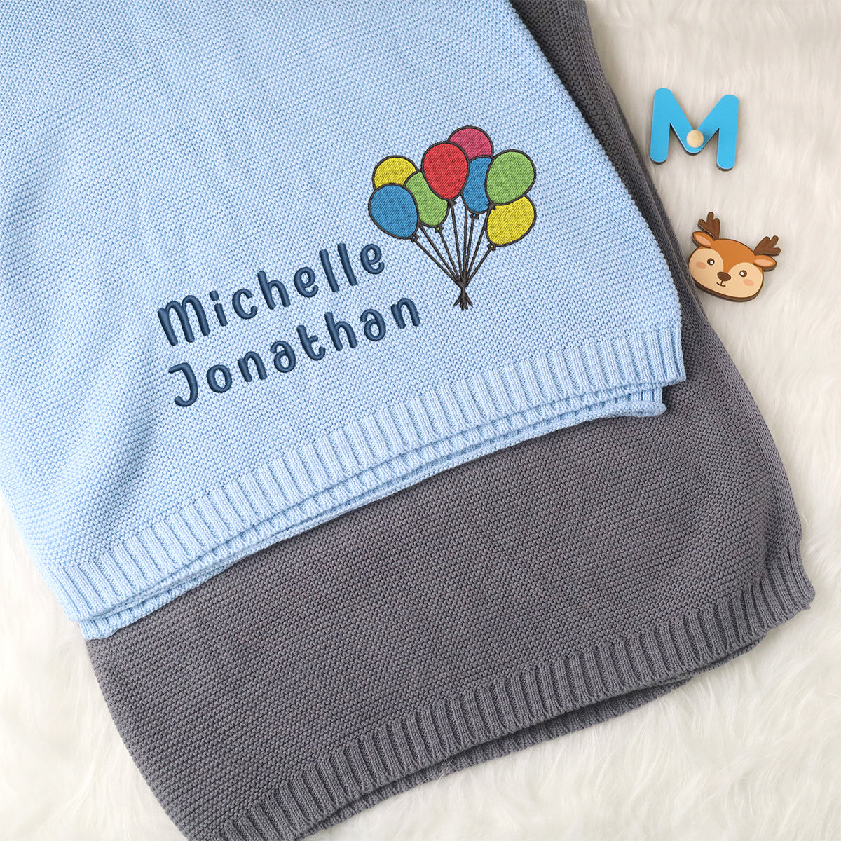 Personalized Baby Blankets Embroidered Name, Baby Blankets for Boys Girls, Cotton Knit Embroidery Blanket