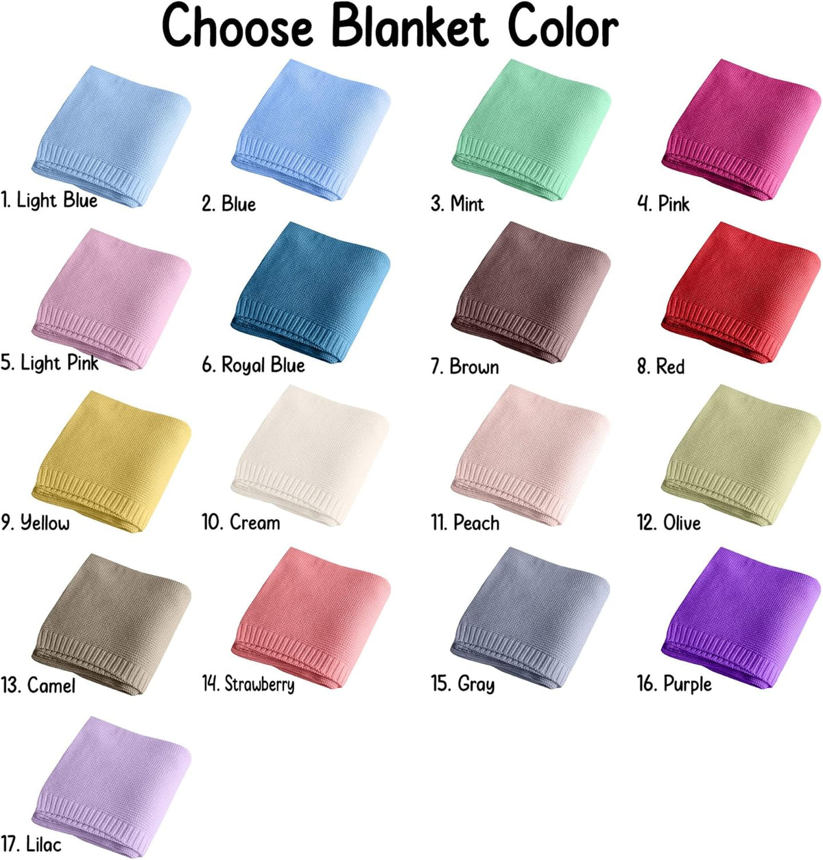 Personalized Baby Blankets Embroidered Name, Embroidered Baby Blankets for Boys Girls, Cotton Knit Embroidery Blanket