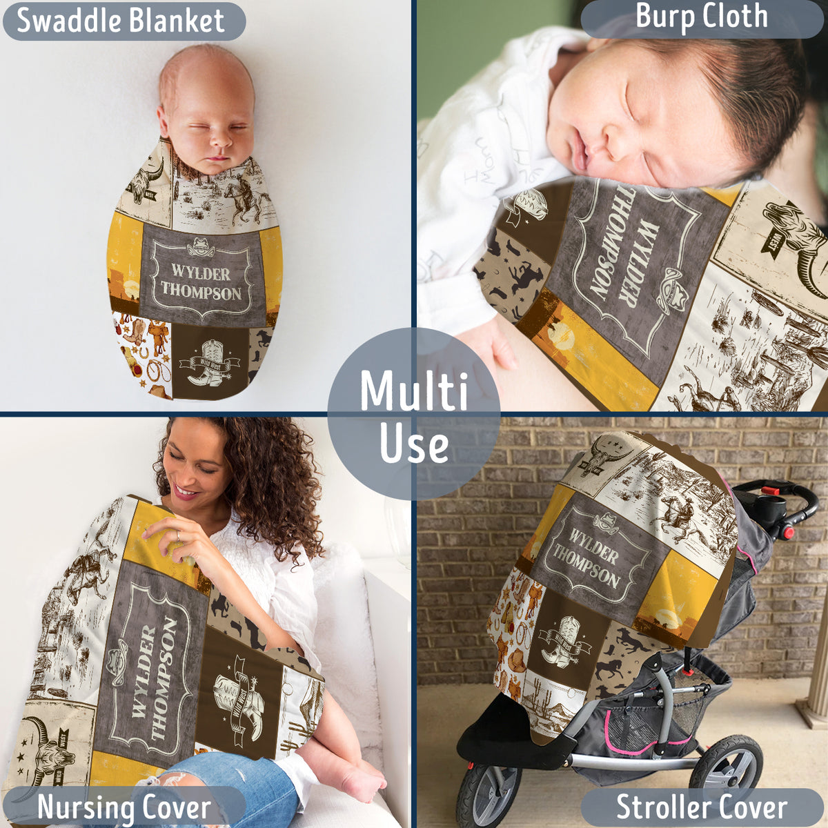 Personalized Baby Blankets For Baby, Cowboy Baby Stuff, Western Blanket for Baby Girls, Custom Name Western Nursery Decorations