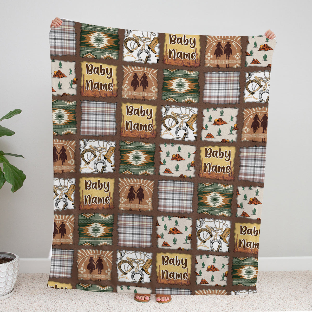 Personalized Baby Blankets For Baby, Cowboy Blanket for Baby, Western Nursery Decorations, Crib Stroller Blankets