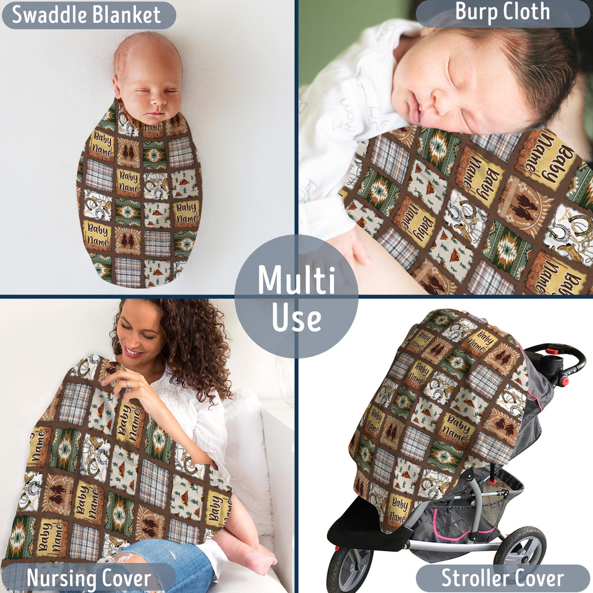 Personalized Baby Blankets For Baby, Cowboy Blanket for Baby, Western Nursery Decorations, Crib Stroller Blankets