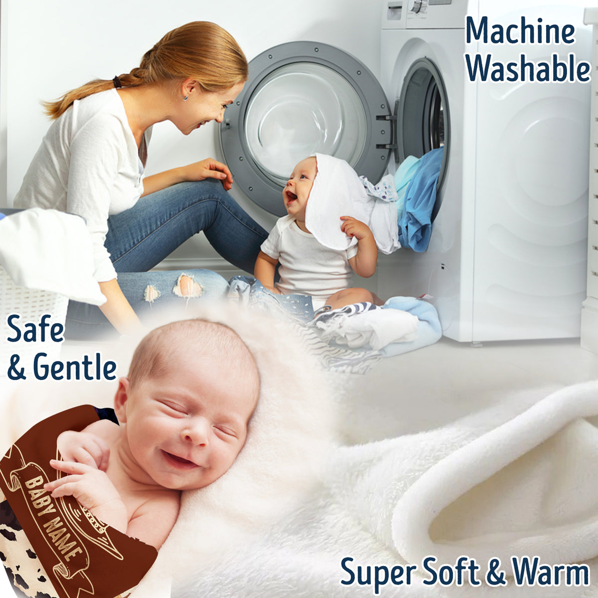 Personalized Baby Blankets For Boys And Girl, Fleece Blanket For Baby, Western Nursery Decorations, For Family Friends