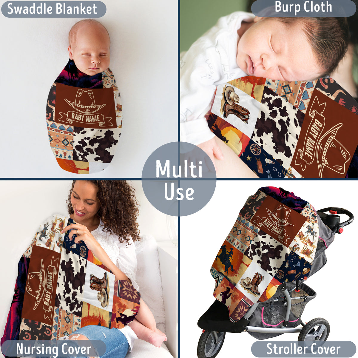 Personalized Baby Blankets For Boys And Girl, Fleece Blanket For Baby, Western Nursery Decorations, For Family Friends