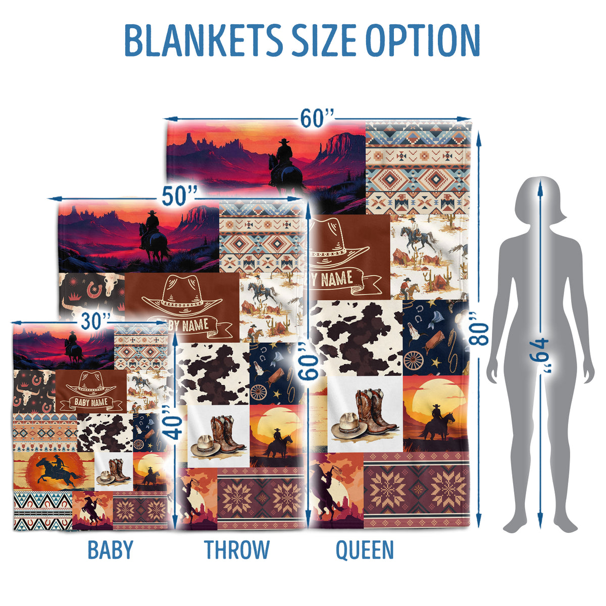 Personalized Baby Blankets For Boys And Girl, Fleece Blanket For Baby, Western Nursery Decorations, For Family Friends