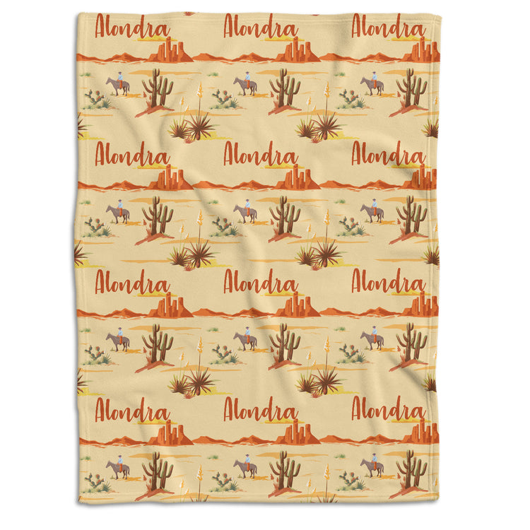 Personalized Baby Blankets For Boys, Cowboy Baby, Custom Name Western Nursery Decorations, Crib Stroller Blankets for Toddlers Newborn
