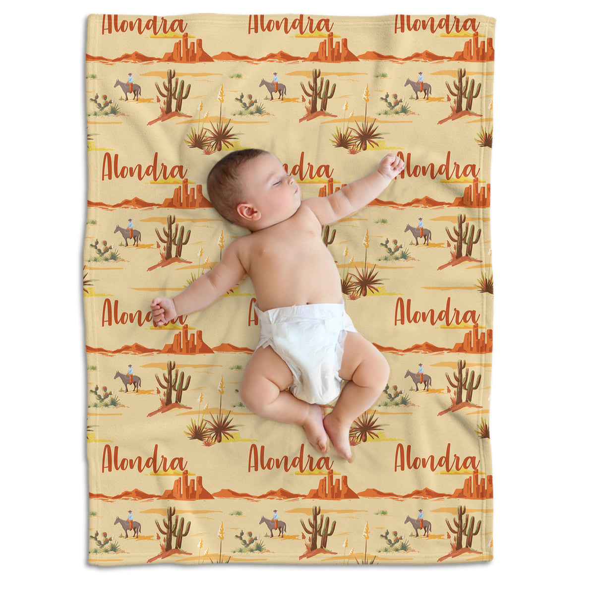 Personalized Baby Blankets For Boys, Cowboy Baby, Custom Name Western Nursery Decorations, Crib Stroller Blankets for Toddlers Newborn