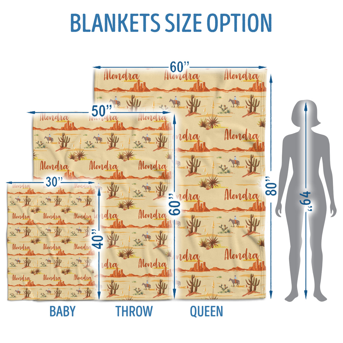 Personalized Baby Blankets For Boys, Cowboy Baby, Custom Name Western Nursery Decorations, Crib Stroller Blankets for Toddlers Newborn