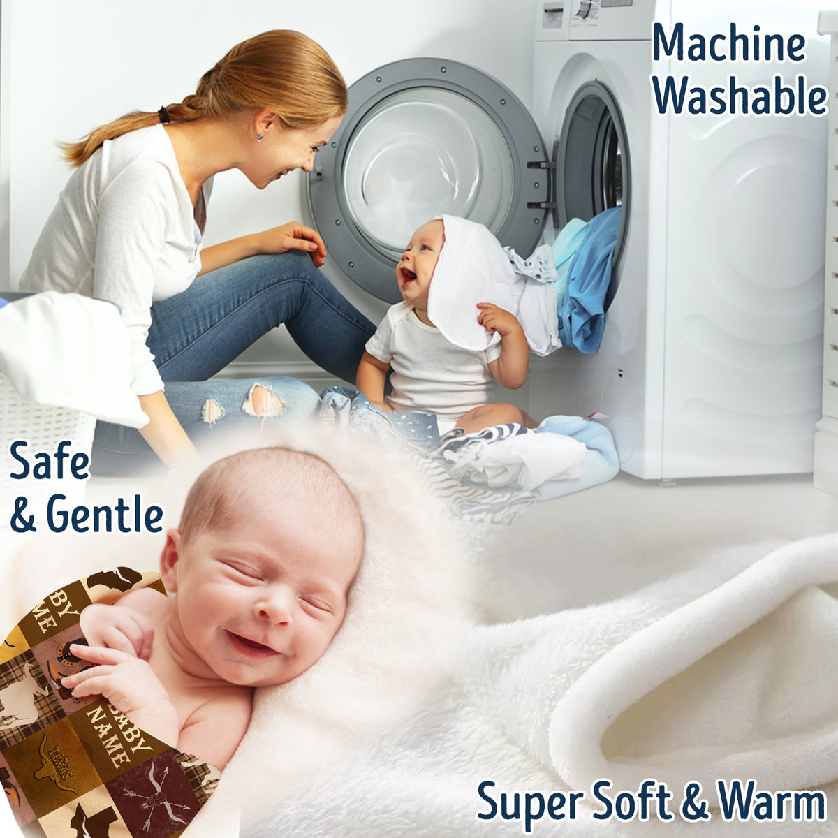 Personalized Baby Blankets For Boys, Cowboy Baby Stuff, Western Blanket For Baby Girls, Crib Stroller Blankets For Toddlers Newborn