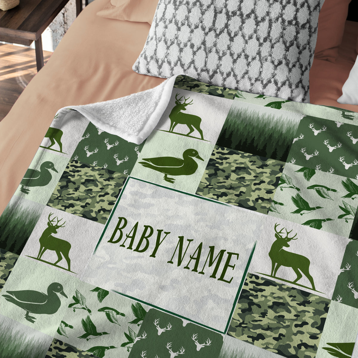 Personalized Baby Blankets, Hunting Deer Duck Baby Blanket Custom Name, Hunting Swaddle Blanket, Plush Blankets for Baby Newborn