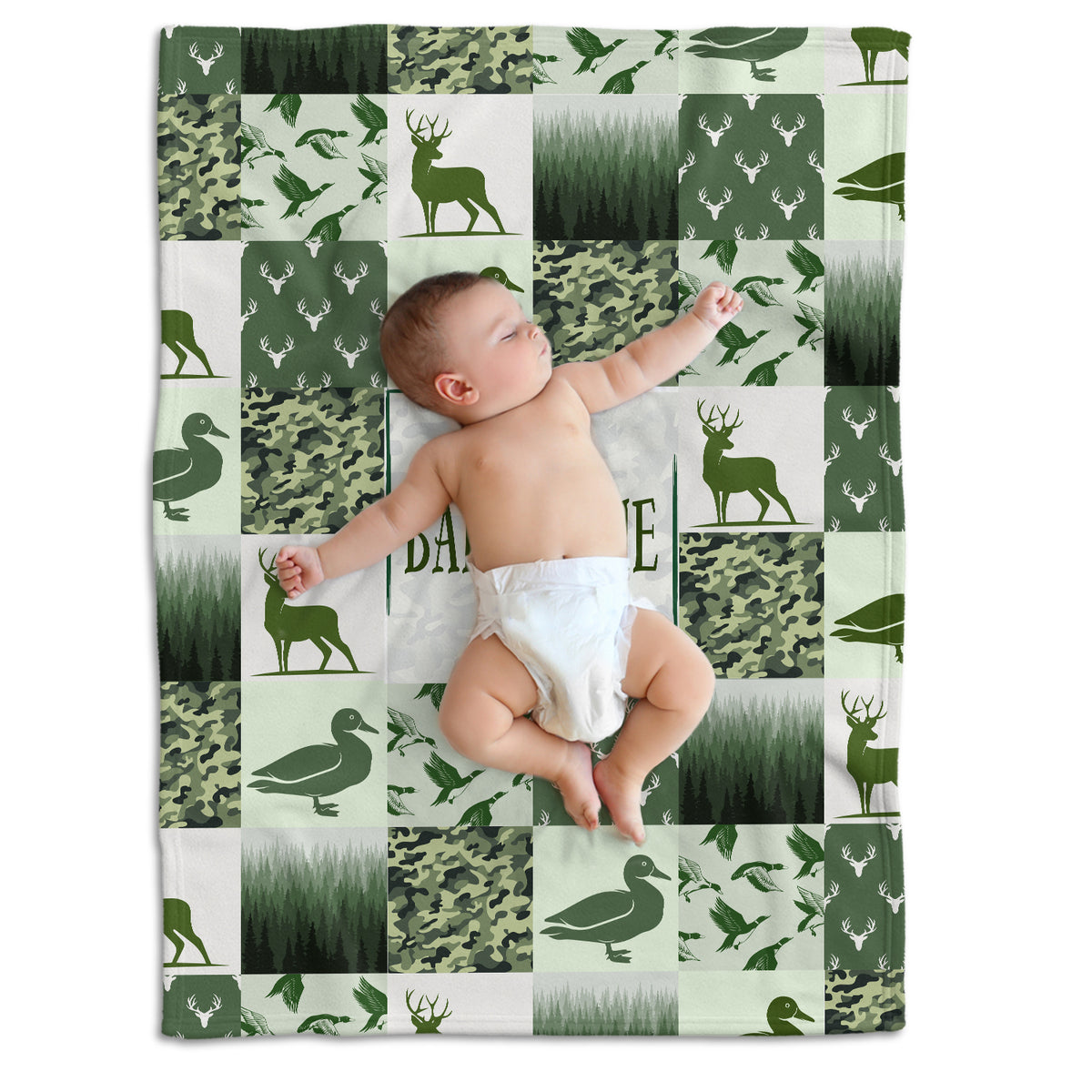 Personalized Baby Blankets, Hunting Deer Duck Baby Blanket Custom Name, Hunting Swaddle Blanket, Plush Blankets for Baby Newborn
