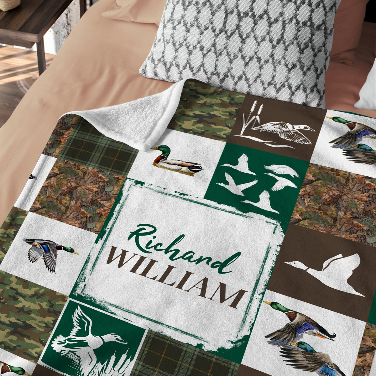 Personalized Baby Blankets, Hunting Duck Baby Blanket Name, Custom Baby Blankets Name for Girls, Camo Swaddle Blanket, Plush Blankets for Baby Boy Son Daughter Newborn