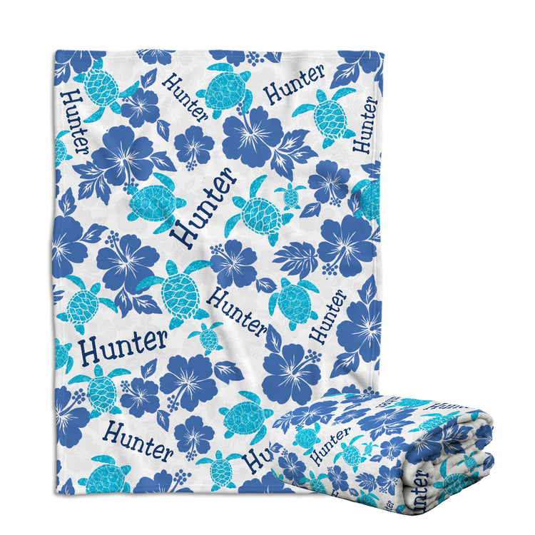 Personalized Baby Blankets Turtle, Flowers Baby Blankets for Girls, Baby Blanket Name for Boys, Sea Turtle Swaddle Blanket, 3 Sizes Plush Blankets