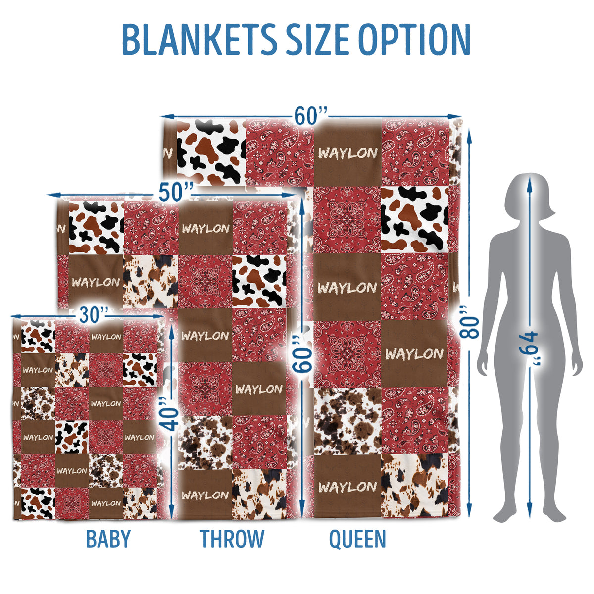 Personalized Baby Blankets - Western & Cowboy Themed, Custom Name Fleece Blankets for Newborns & Infants
