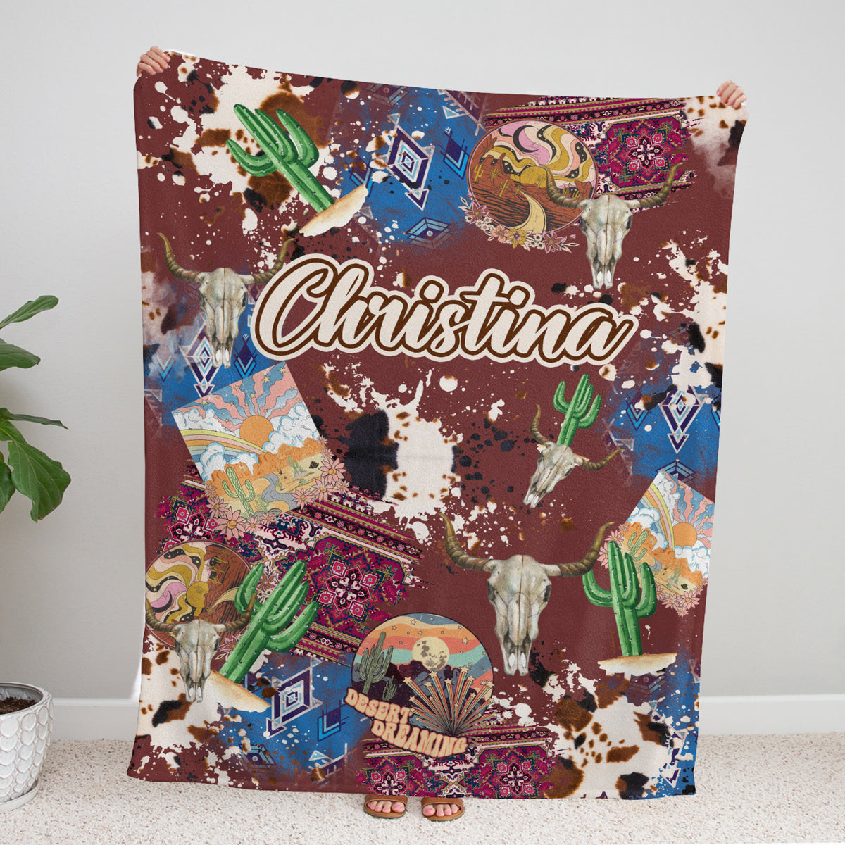 Personalized Baby Blankets - Western Pattern, Custom Name Fleece for Girls & Boys, Newborn Infant Son & Daughter