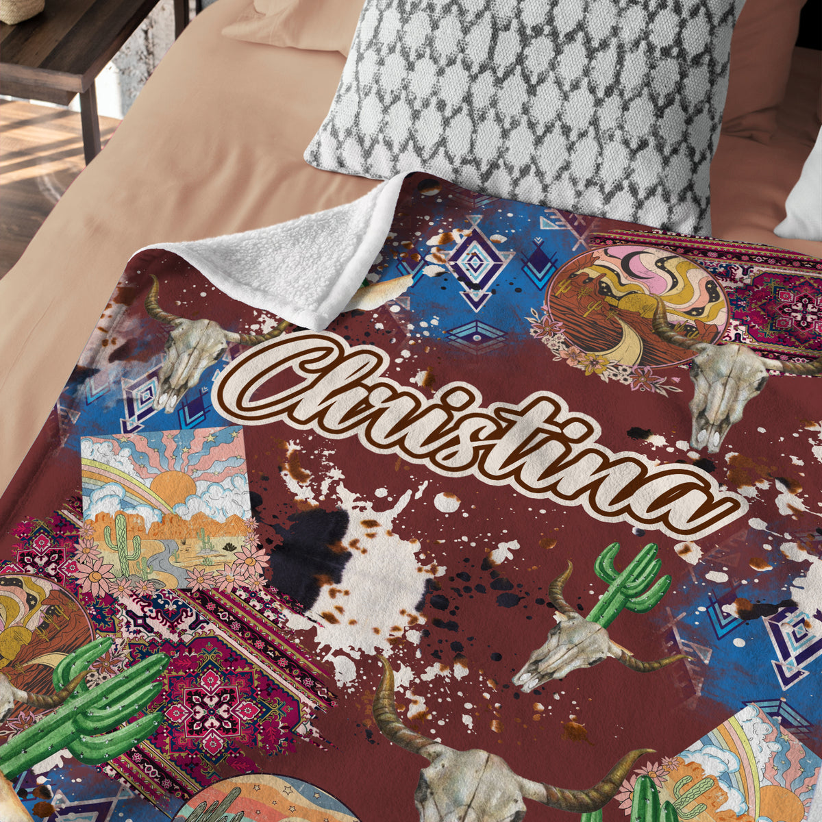 Personalized Baby Blankets - Western Pattern, Custom Name Fleece for Girls & Boys, Newborn Infant Son & Daughter