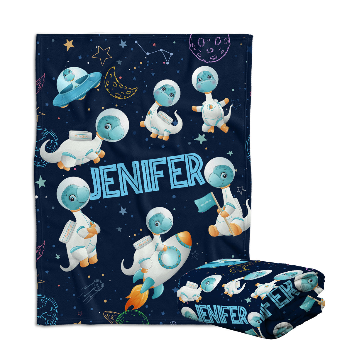 Personalized Baby Blankets for Baby, Astronaut Dinosaur Baby Blankets, 3 Sizes Plush Blankets for Infant Newborn Kids Toddler