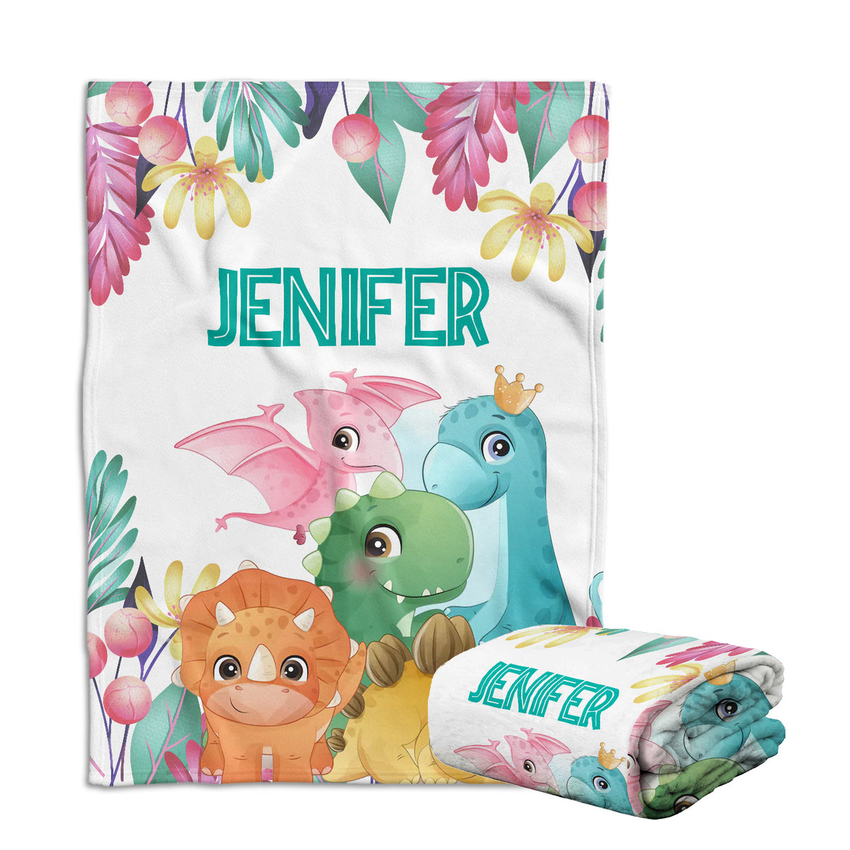 Personalized Baby Blankets for Baby, Baby Dinosaur Blanket, 3 Sizes Plush Blankets for Infant Newborn Kids Toddler