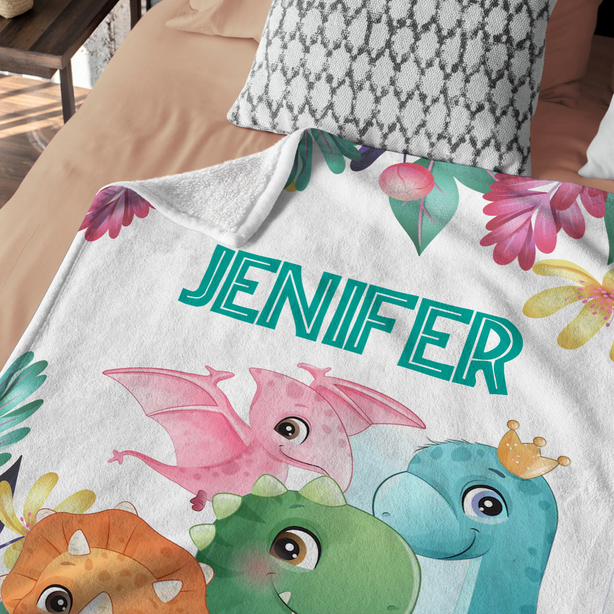 Personalized Baby Blankets for Baby, Baby Dinosaur Blanket, 3 Sizes Plush Blankets for Infant Newborn Kids Toddler