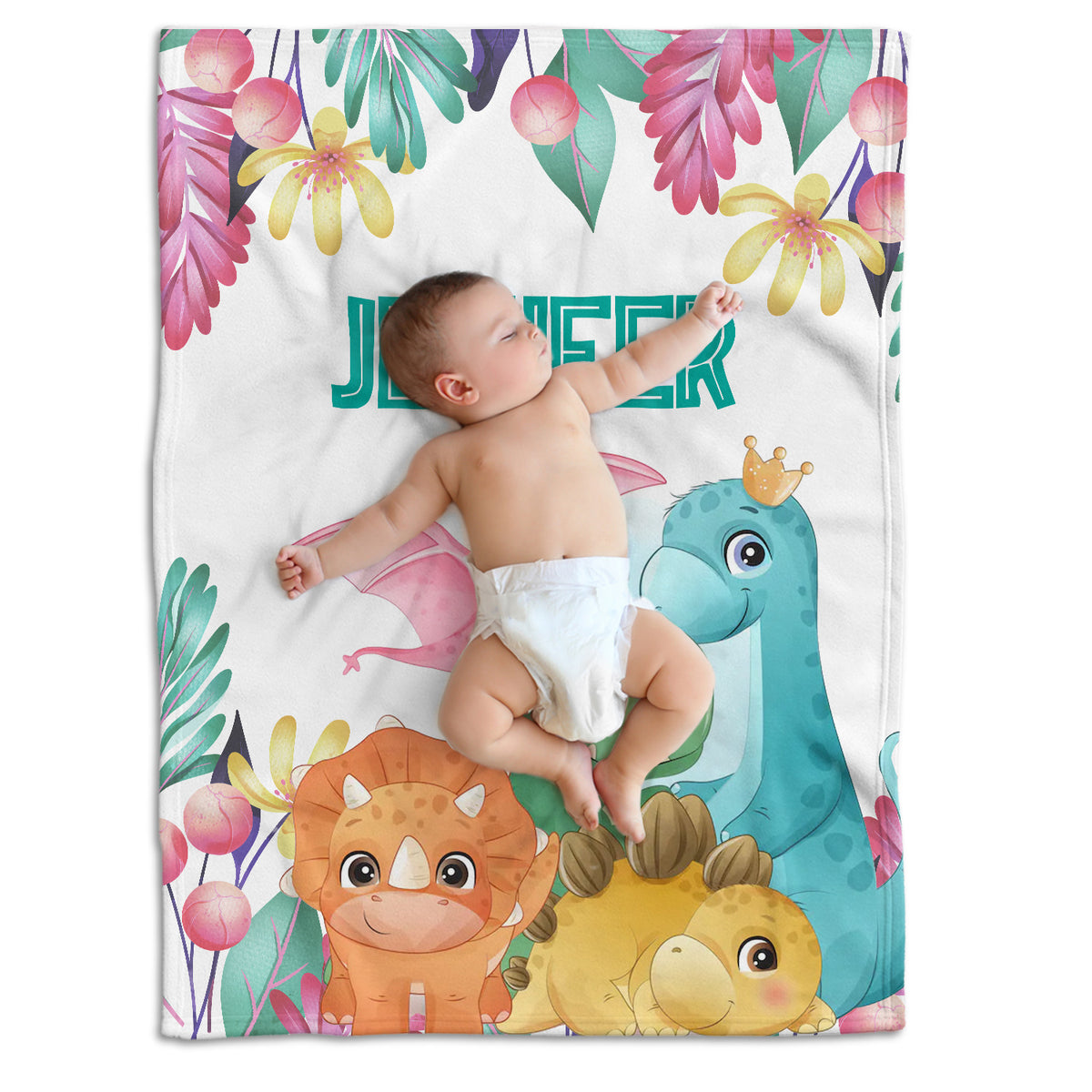 Personalized Baby Blankets for Baby, Baby Dinosaur Blanket, 3 Sizes Plush Blankets for Infant Newborn Kids Toddler