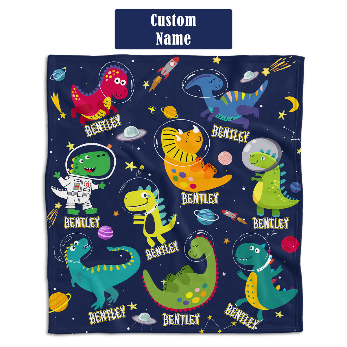 Personalized Baby Blankets for Baby, Baby Dinosaur Blanket for Baby Boy Girl, Custom Baby Blankets Name, 3 Sizes Plush Blankets for Infant Newborn
