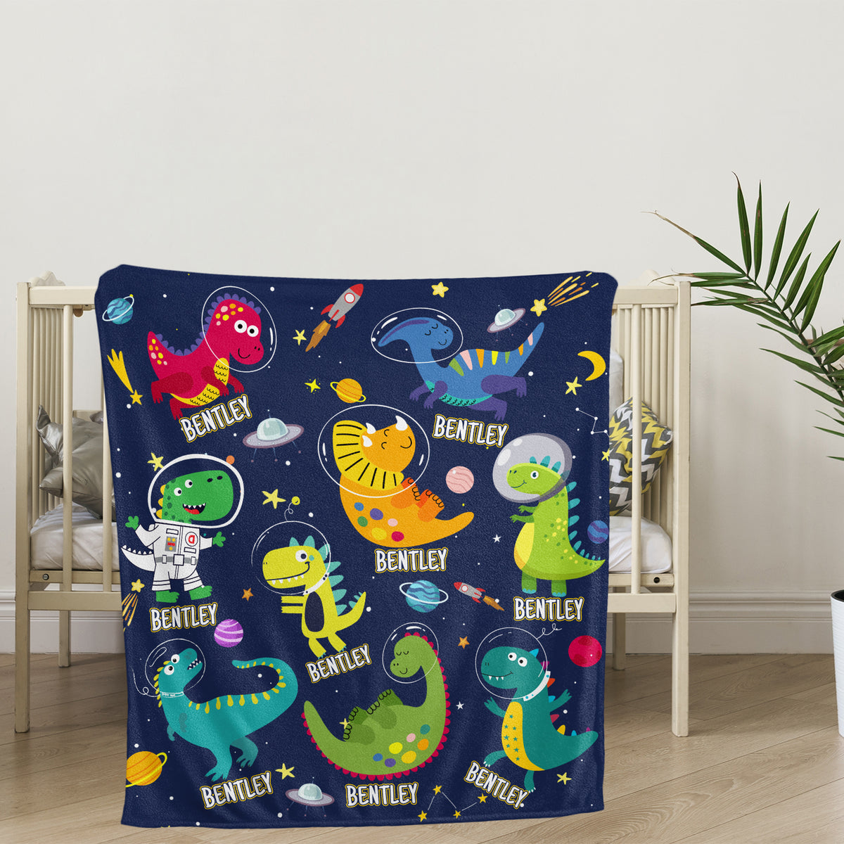 Personalized Baby Blankets for Baby, Baby Dinosaur Blanket for Baby Boy Girl, Custom Baby Blankets Name, 3 Sizes Plush Blankets for Infant Newborn