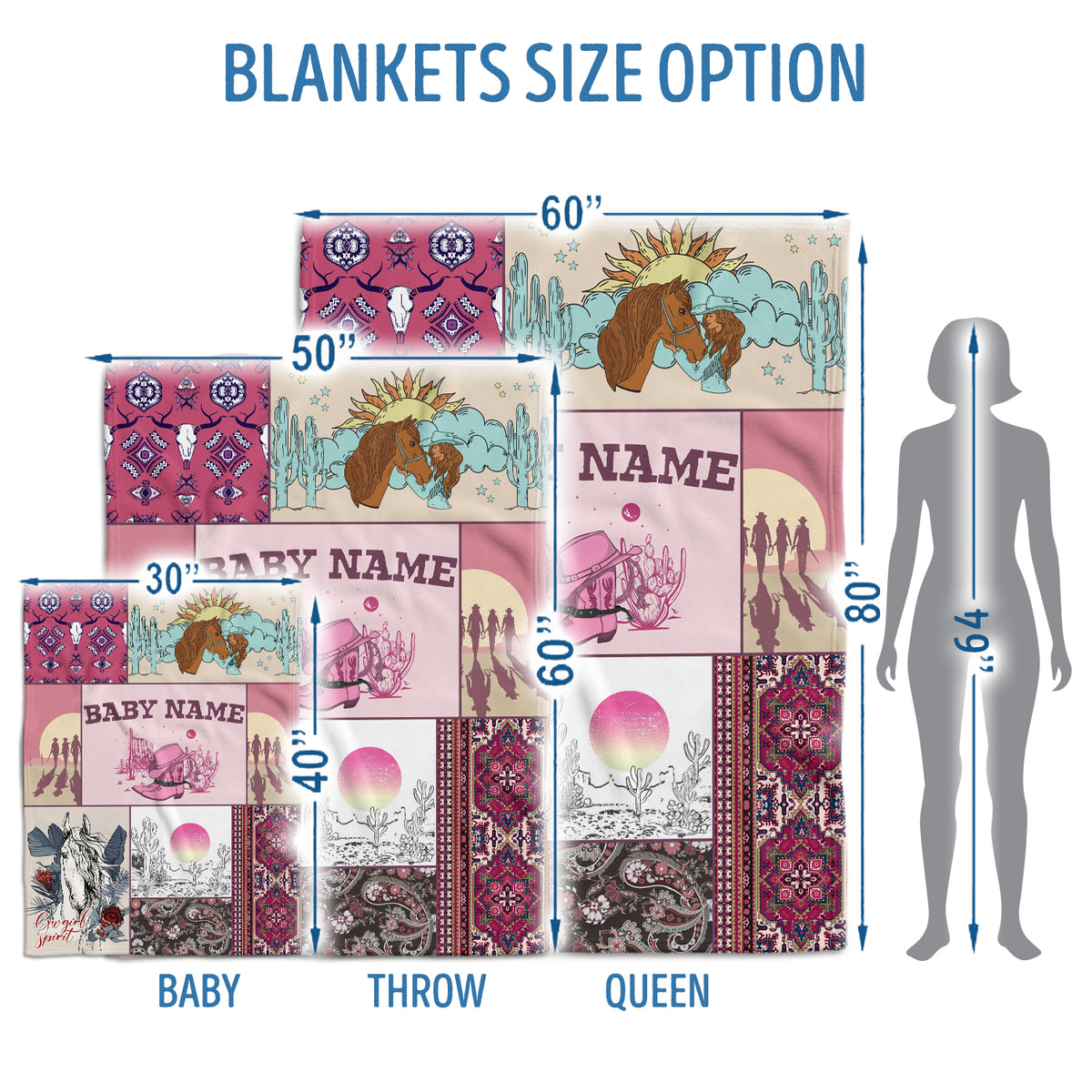 Personalized Baby Blankets for Baby, Cowboy Baby Blankets, Custom Baby Blankets Name Flush Fleece Blankets for Infant Newborn, Gift For Kids