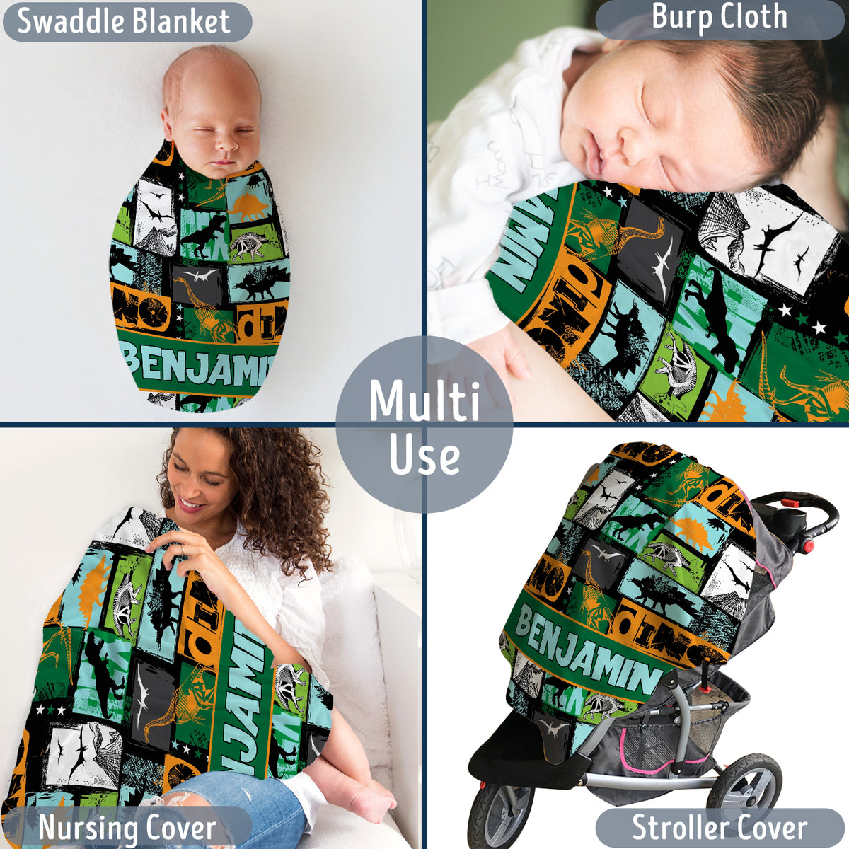Personalized Baby Blankets for Baby, Dinosaur Baby Blankets, 3 Sizes Plush Blankets for Infant Newborn Kids Toddler, Gift For Baby
