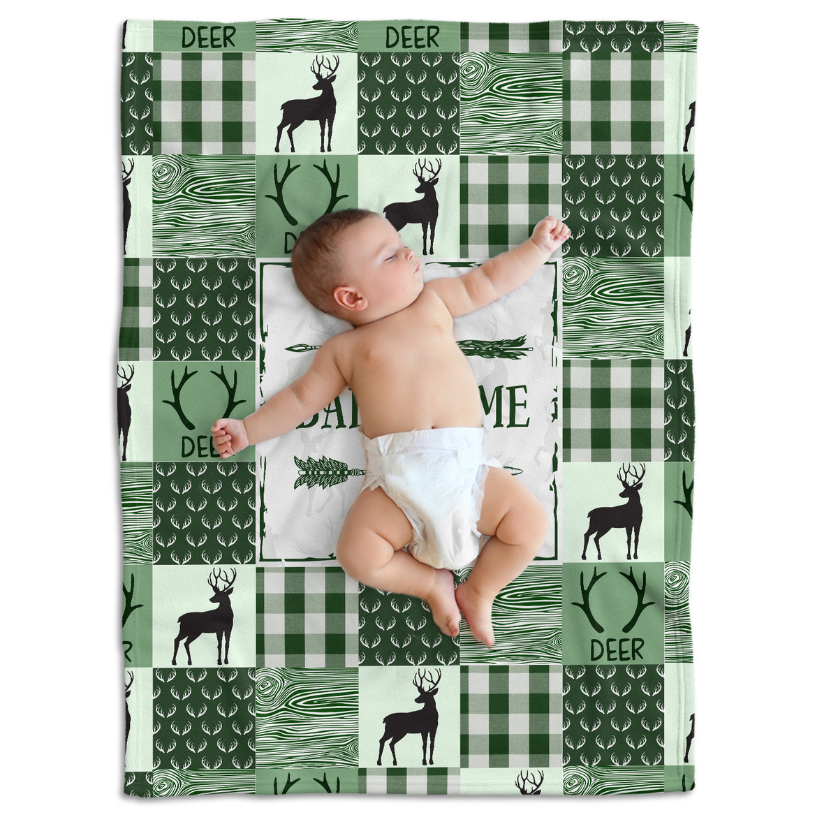 Personalized Baby Blankets for Baby, Swaddle Baby Deer Blanket Custom Name, 3 Sizes Plush Blankets for Son Newborn Infant
