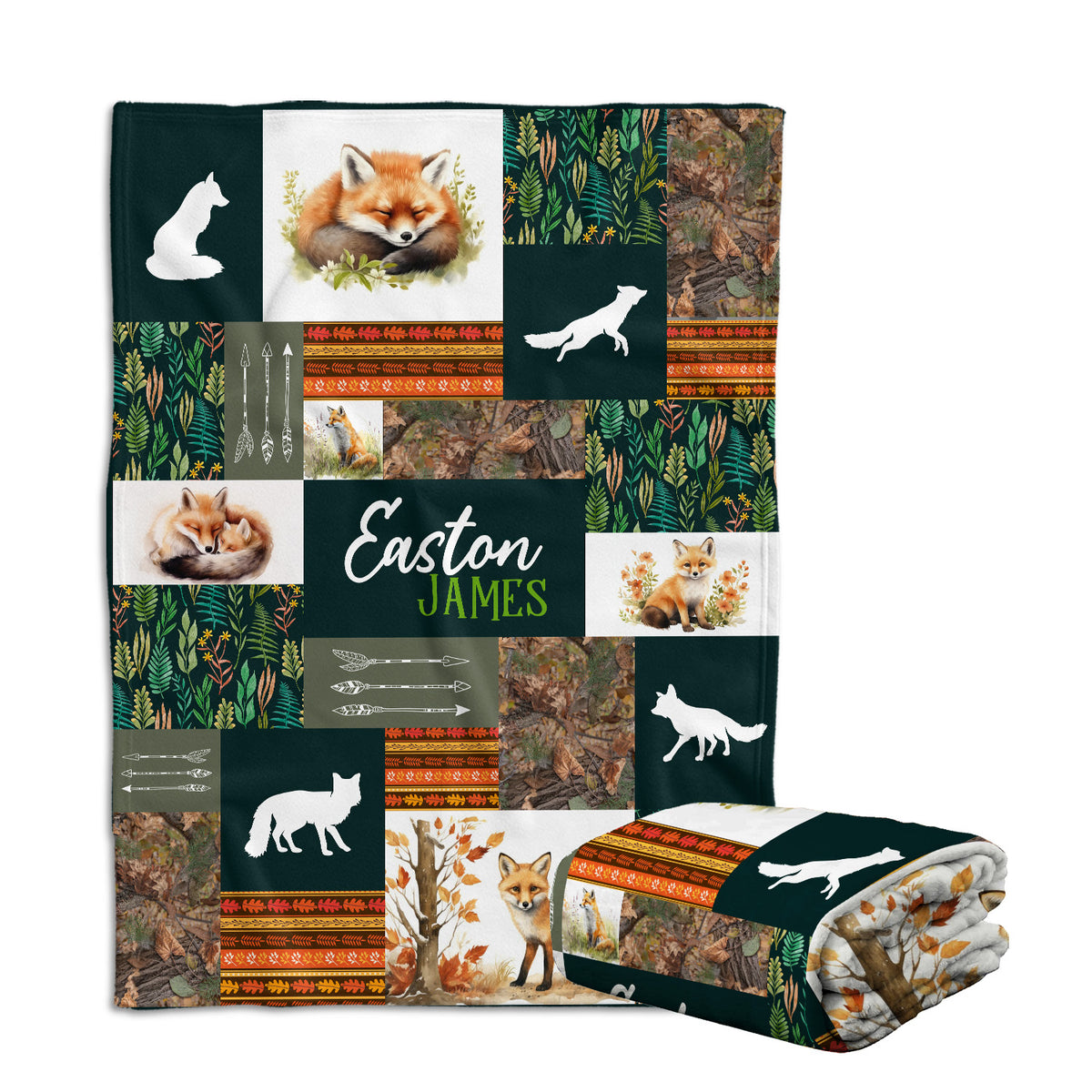 Personalized Baby Blankets for Baby, Woodland Baby Blanket, Baby Woodland Blanket for Toddler Baby Nursery Bed Blankets Stroller Crib Shower Gifts (Blanket Fox)