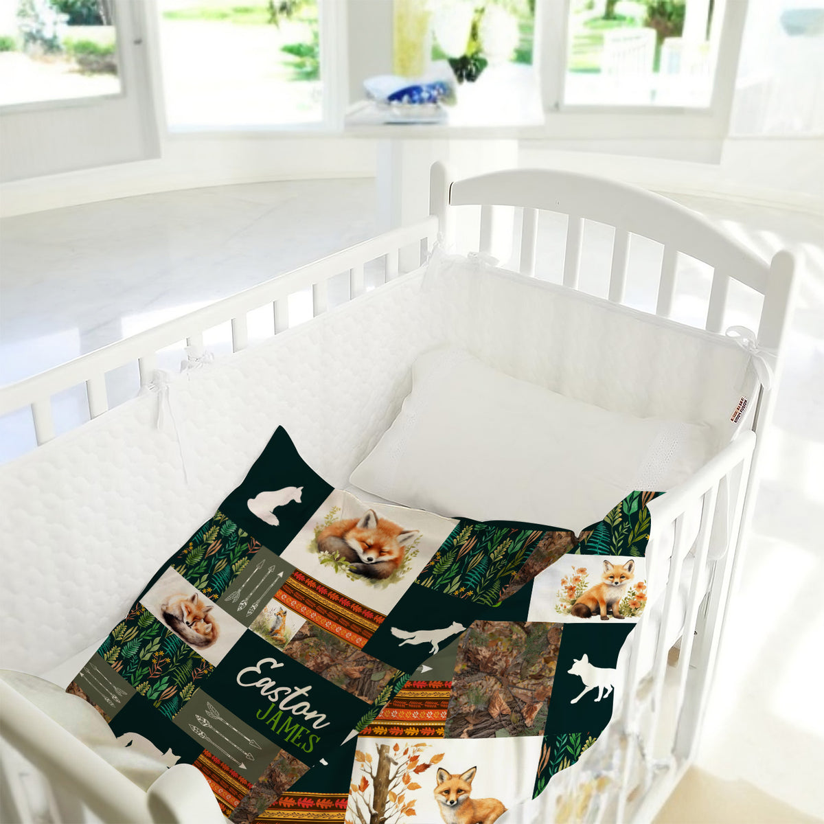 Personalized Baby Blankets for Baby, Woodland Baby Blanket, Baby Woodland Blanket for Toddler Baby Nursery Bed Blankets Stroller Crib Shower Gifts (Blanket Fox)